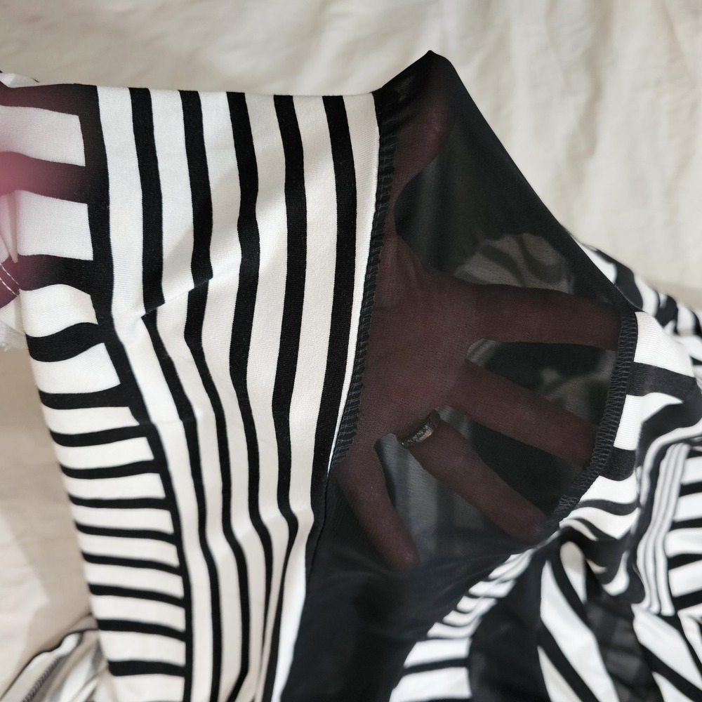 Peter Som St. Barths Black & White Mixed Stripe Maxie Dress Stretch Sz M NEW - Picture 6 of 7